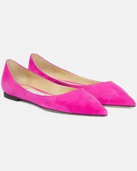 Jimmy Choo Ballerine Love in suede Rosa