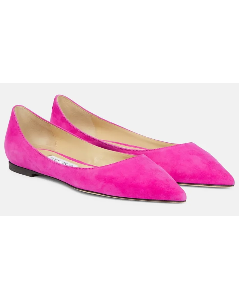 Jimmy Choo Ballerine Love in suede Rosa
