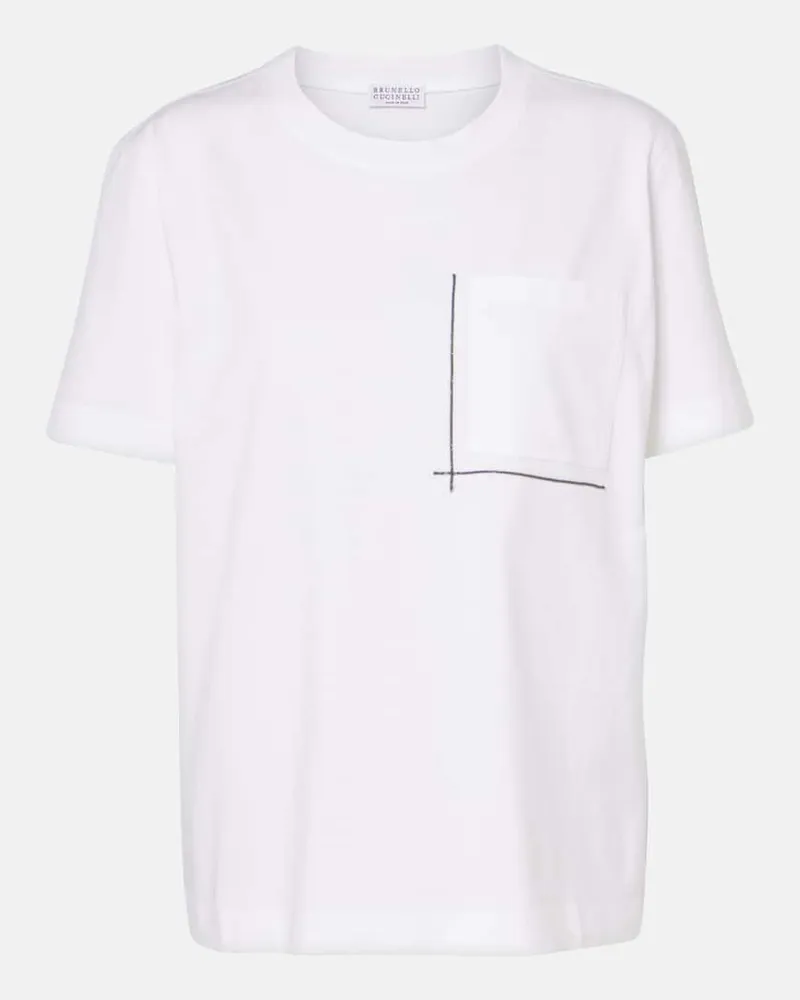 Brunello Cucinelli T-shirt in jersey di cotone Bianco