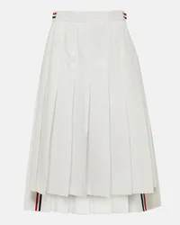 Thom Browne Gonna midi RWB Stripe in cotone Bianco