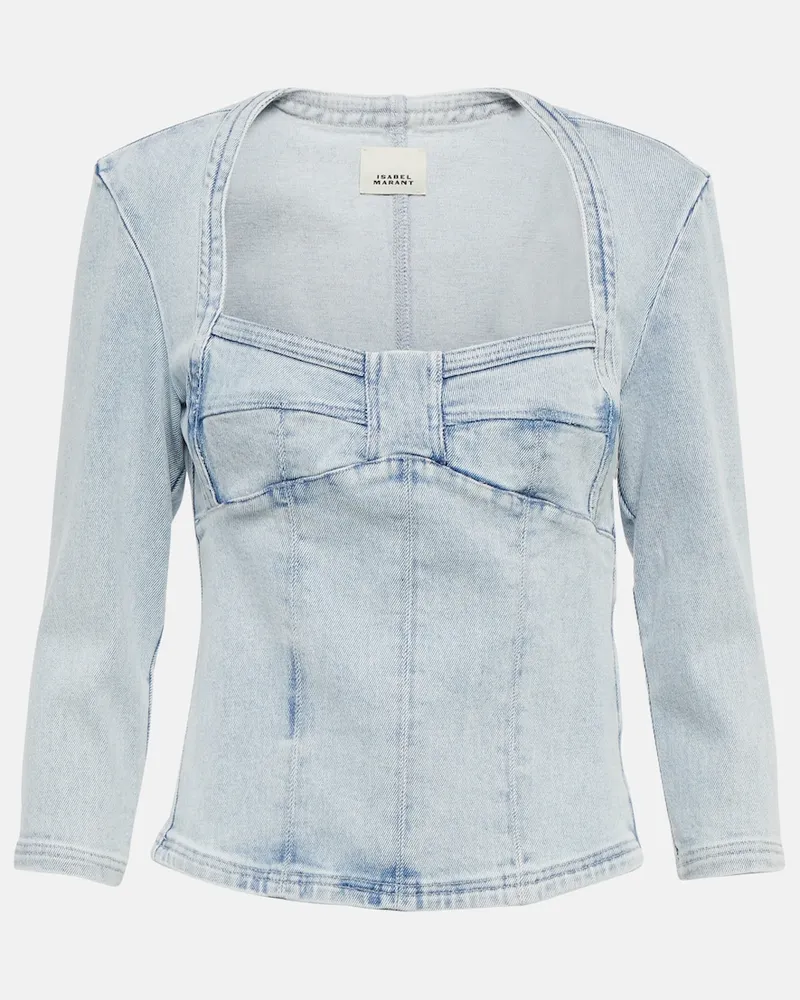 Isabel Marant Top Vanio in denim sbiancato Blu