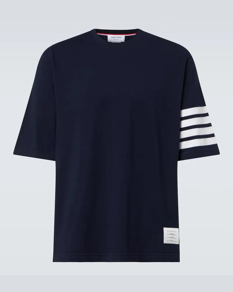 Thom Browne T-shirt 4-Bar in jersey di cotone Blu