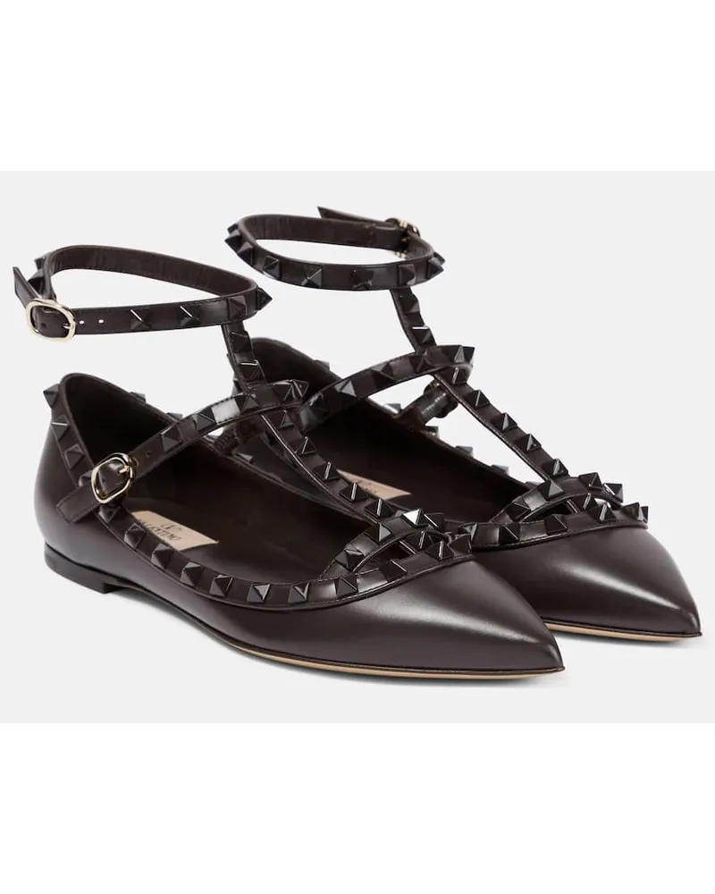 Valentino Garavani Ballerine Rockstud in pelle Marrone