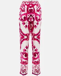 Dolce & Gabbana Pantaloni regular in twill di seta Rosa