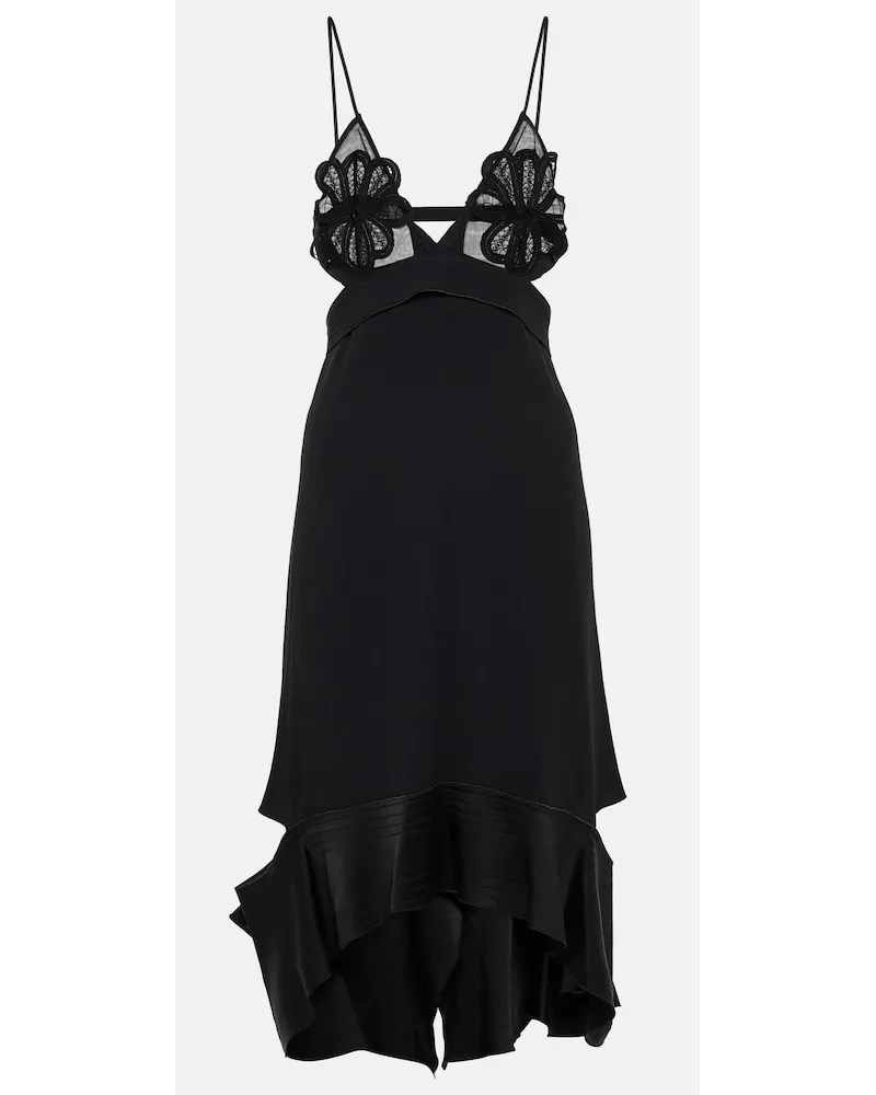 Victoria Beckham Abito midi con volant Nero