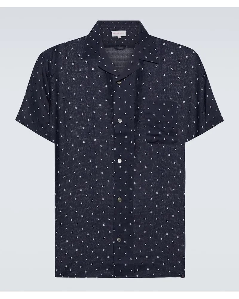Derek Rose Camicia Milan 22 in lino Blu
