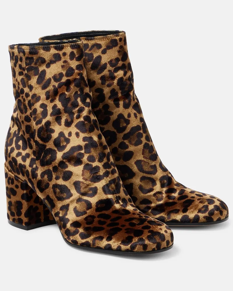 Gianvito Rossi Stivaletti Joelle 70 in velluto con stmapa leopardata Multicolore