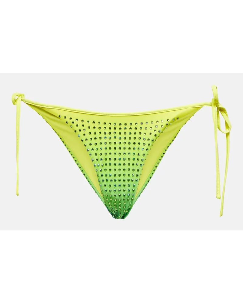 Self-Portrait Slip bikini con decorazione Verde