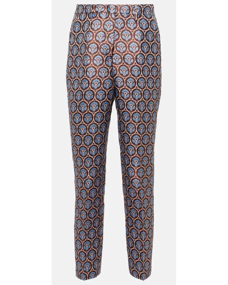 Etro Pantaloni slim cropped in lana jacquard Multicolore