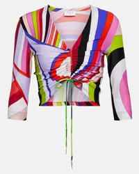 Emilio Pucci Top cropped Iride con stampa Multicolore