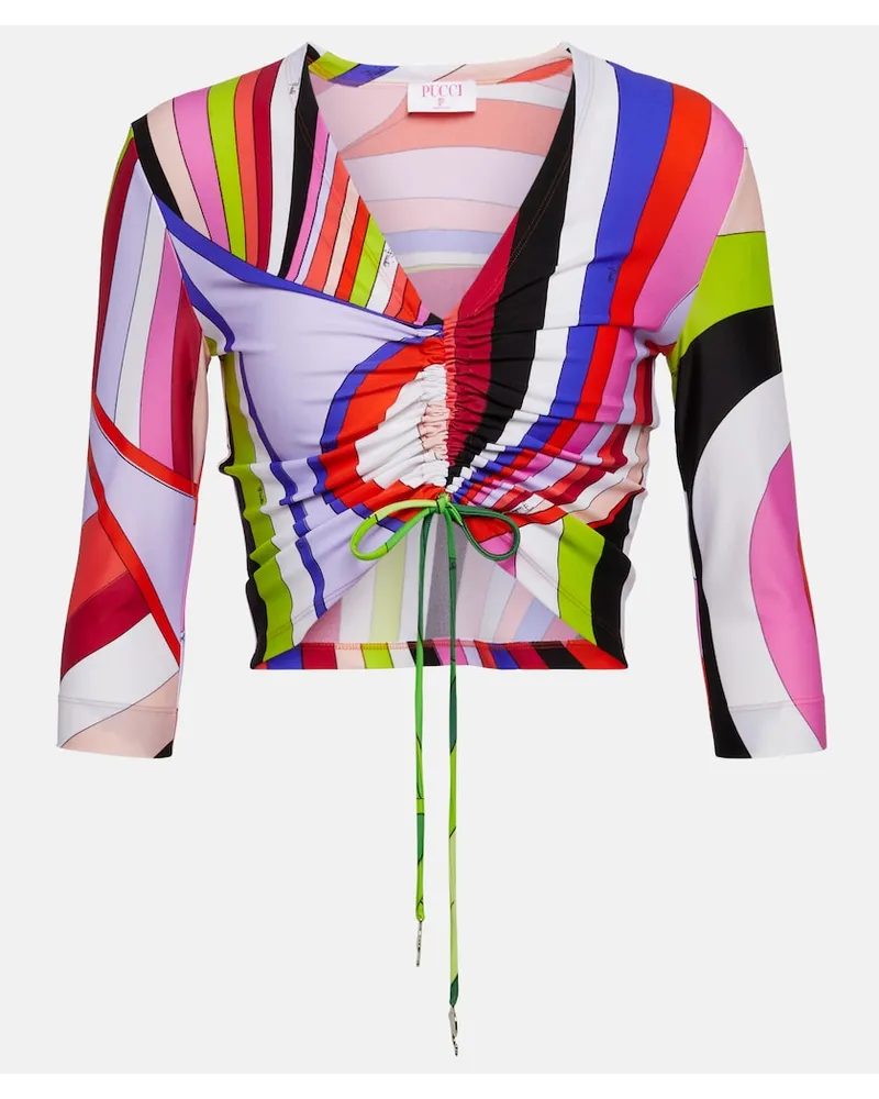 Emilio Pucci Top cropped Iride con stampa Multicolore