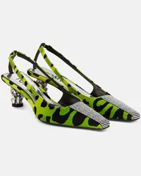 Tom Ford Pumps slingback con stampa e cristalli Verde