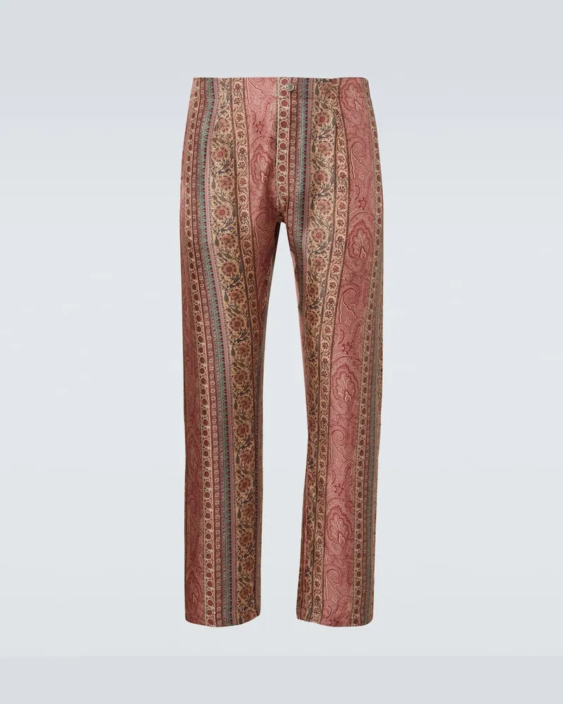Etro Pantaloni pigiama in seta con stampa Rosso