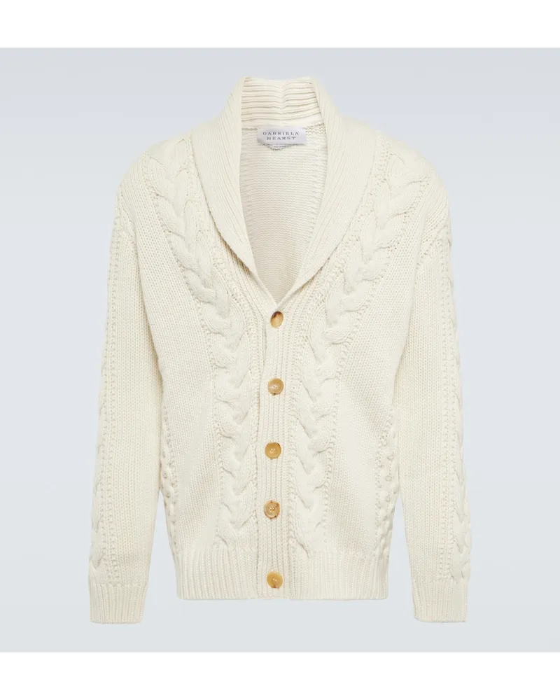Gabriela Hearst Cardigan Rivera in cashmere a trecce Bianco