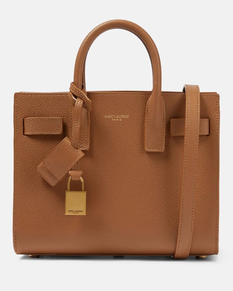 Saint Laurent Borsa Sac De Jour Nano in pelle Marrone