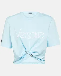 Versace Top cropped 1978 Re-Edition in cotone Blu