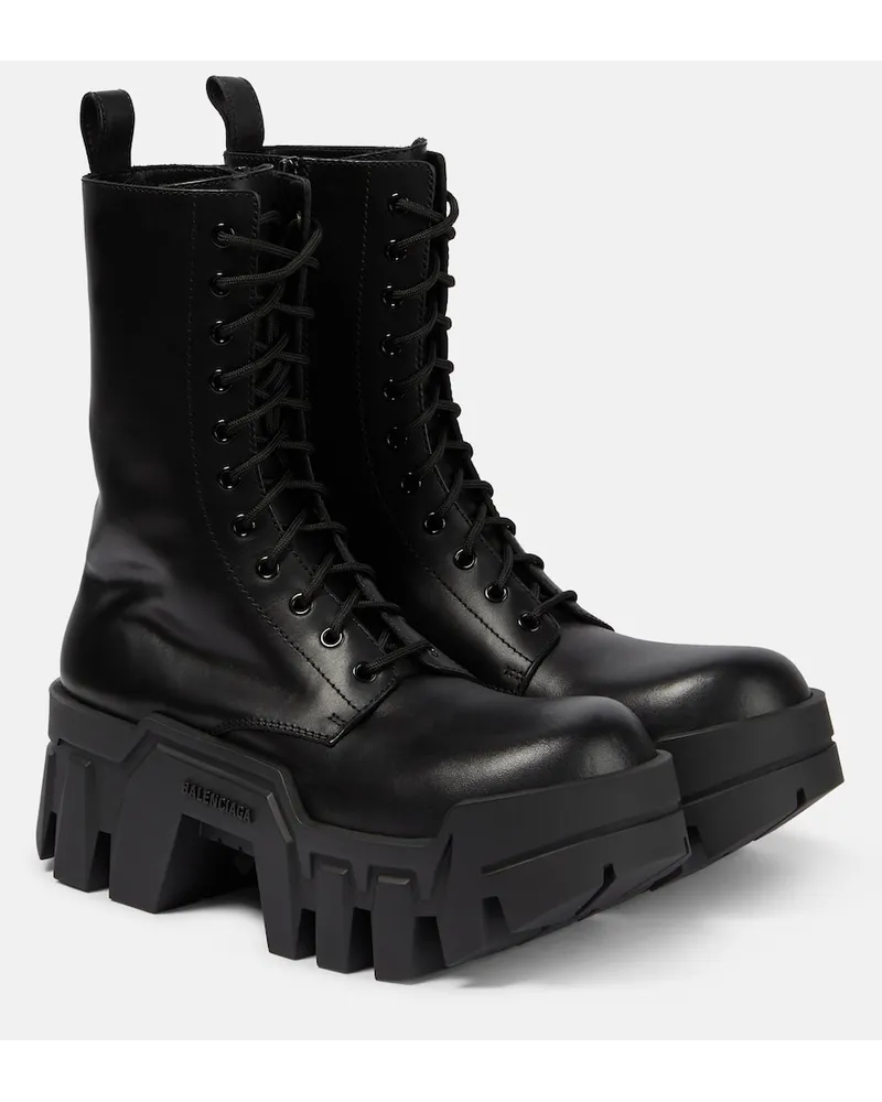 Balenciaga Stivaletti stringati Bulldozer in pelle Nero
