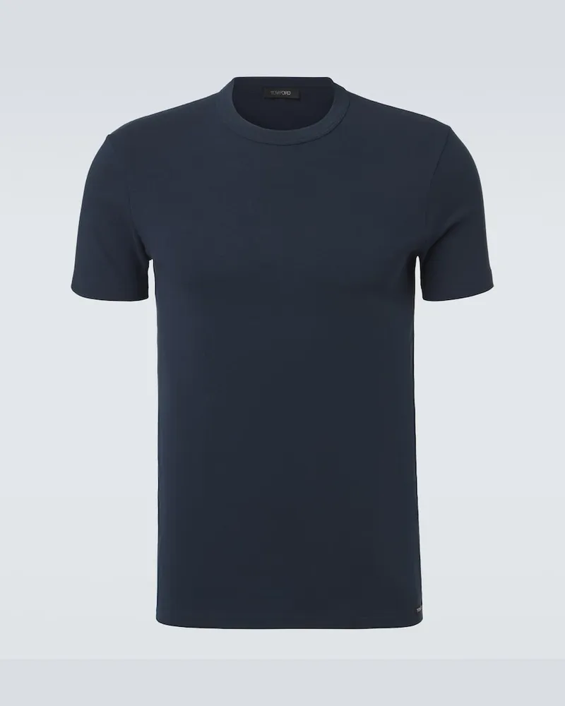 Tom Ford T-shirt in jersey di misto cotone Blu