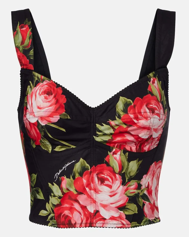Dolce & Gabbana Bustier in misto cotone con stampa floreale Multicolore