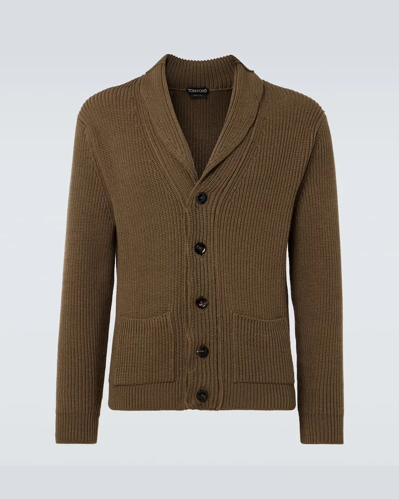 Tom Ford Cardigan in maglia di lana e seta Verde