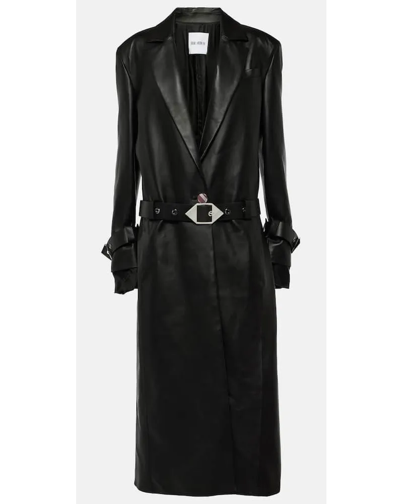 ATTICO Cappotto in pelle con cintura Nero