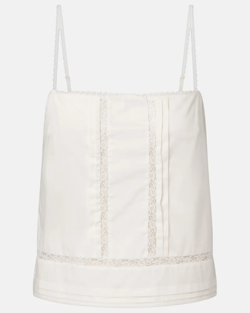STAUD Top Corinna in voile di cotone con ricamo Bianco