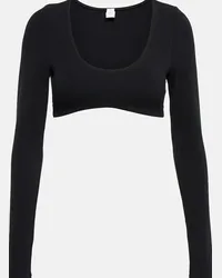 alo Top cropped in maglia a coste Nero