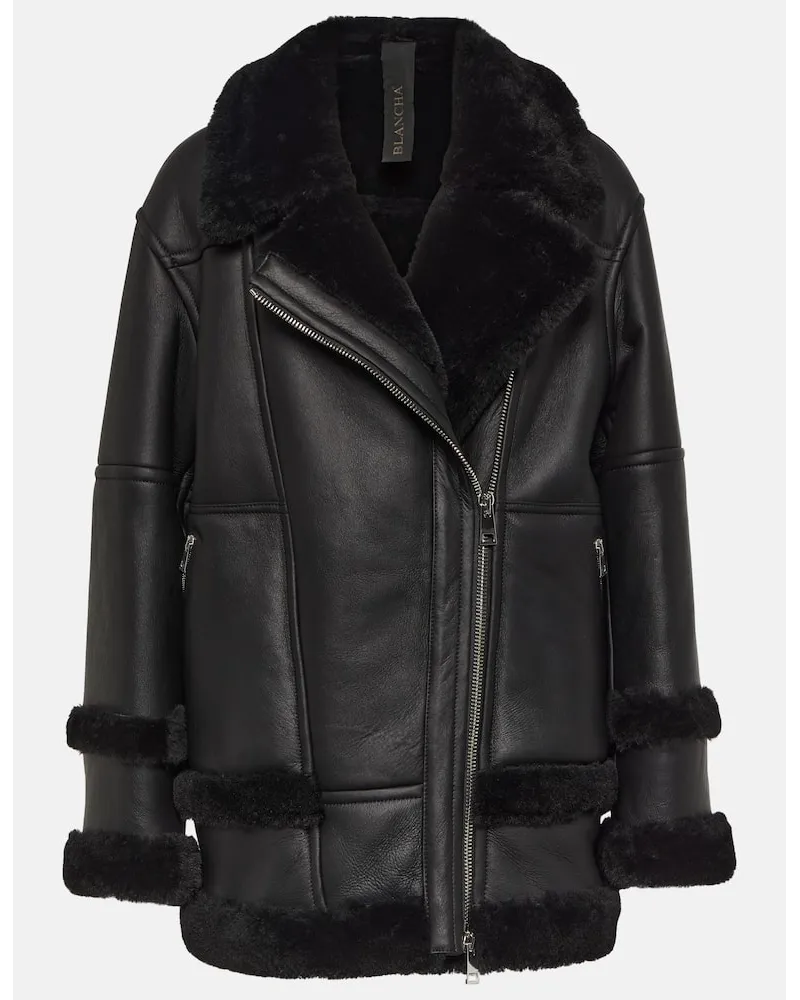 BLANCHA Giacca in pelle e shearling Nero