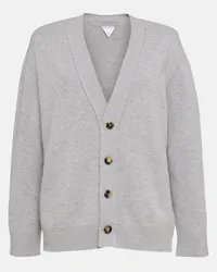 Bottega Veneta Cardigan in misto cashmere con pelle Grigio