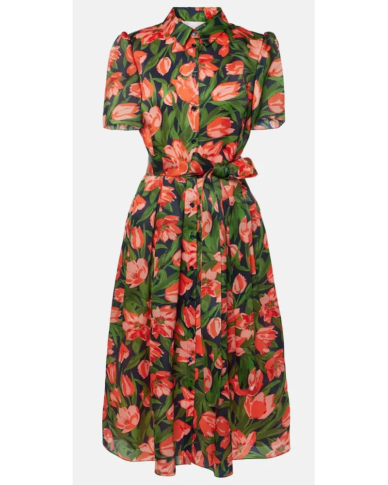 Carolina Herrera New York Abito chemisier in seta con stampa floreale Multicolore