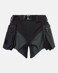 Thierry Mugler Shorts cargo in cotone con cintura Nero