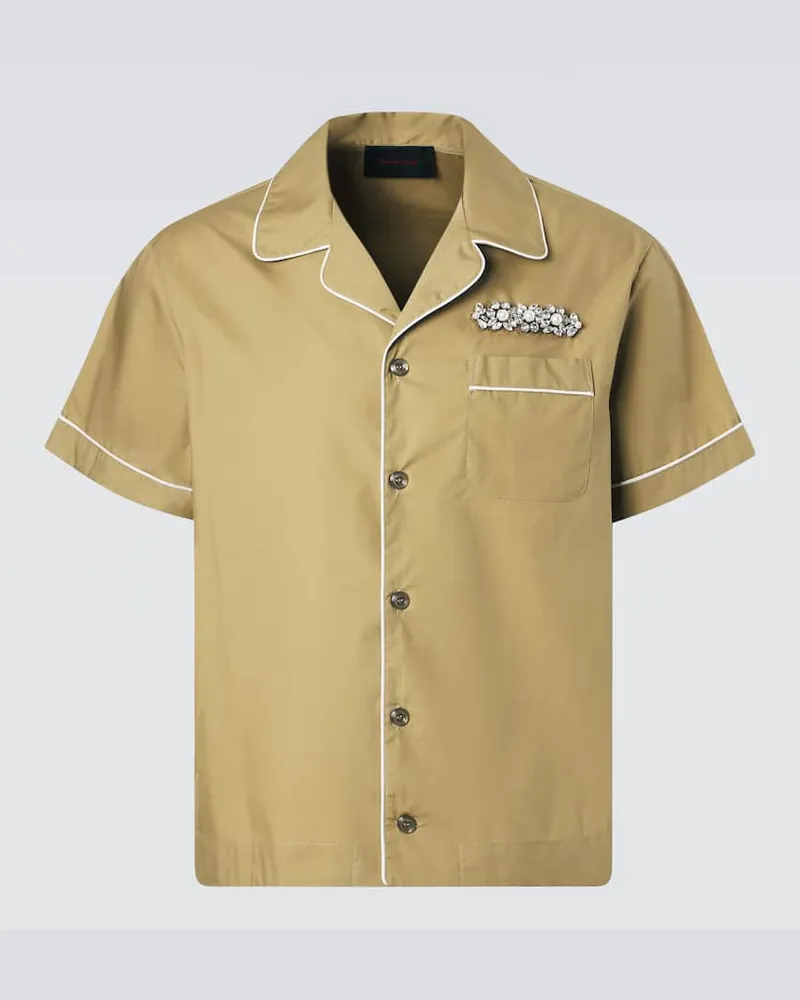 Simone Rocha Camicia bowling in cotone con cristalli Beige