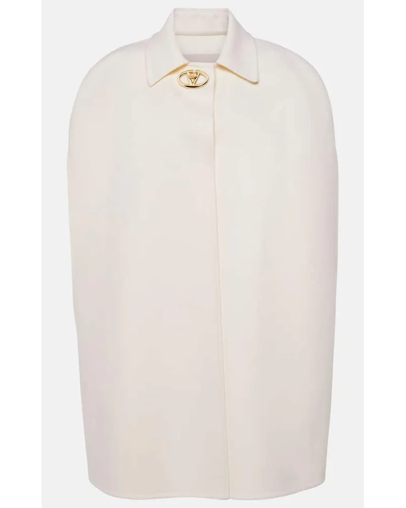 Valentino Garavani Mantella Compact Drap VLogo in lana Bianco