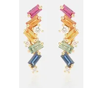 Orecchini Fireworks Rainbow Frenzy in oro giallo 18kt con diamanti e zaffiri