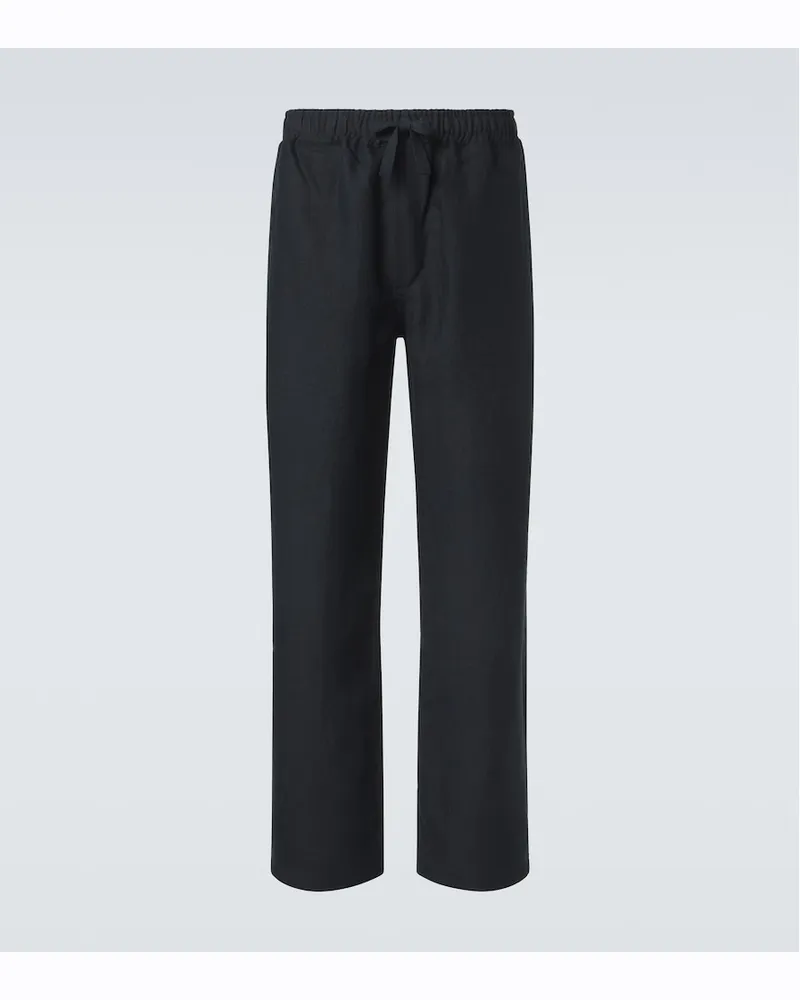 SAMAN AMEL Pantaloni regular in lino Blu