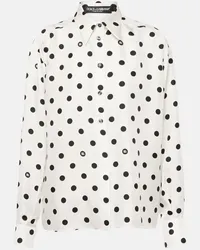 Dolce & Gabbana Camicia in twill di seta a pois Bianco