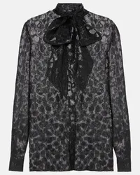 Versace Blusa in raso jacquard Nero