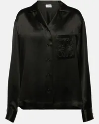 Loewe Camicia Anagram in raso di seta Nero