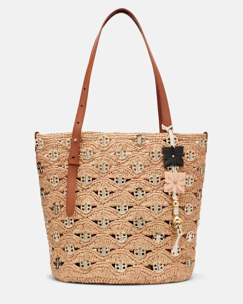 Paco Rabanne Shopper Small in rafia Beige
