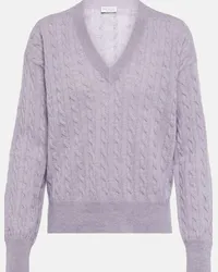 Brunello Cucinelli Pullover in cotone e alpaca a trecce Viola