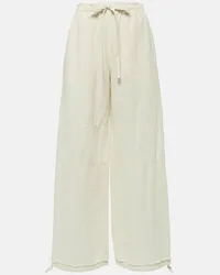 Acne Studios Pantaloni a gamba larga in cotone e lino Bianco