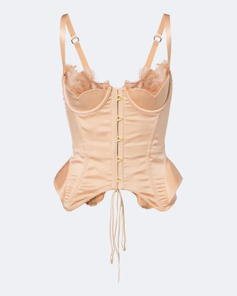 Maria Lucia Hohan Bustier Darya in misto seta con pizzo Rosa