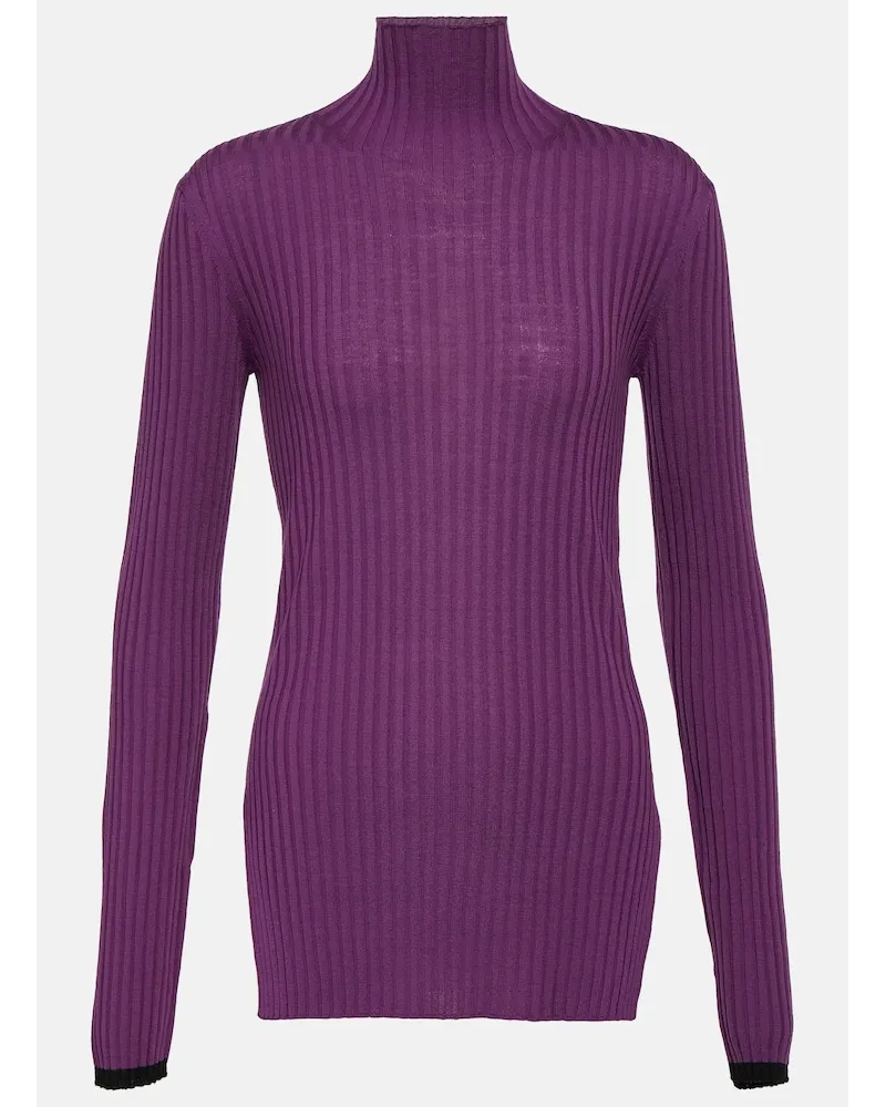 PLAN C Pullover in maglia a coste di lana Rosa