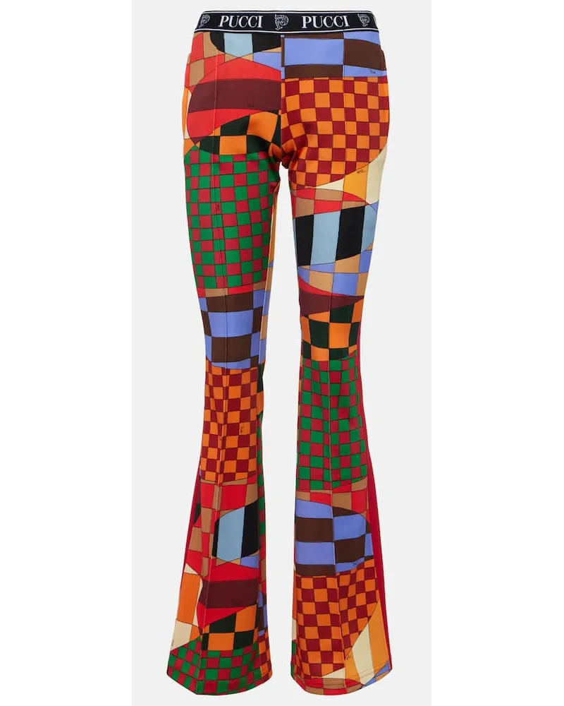 Emilio Pucci Pantaloni flared Giardino in jersey Multicolore