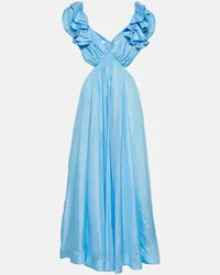 Zimmermann Abito lungo Halcyon in seta con cut-out Blu