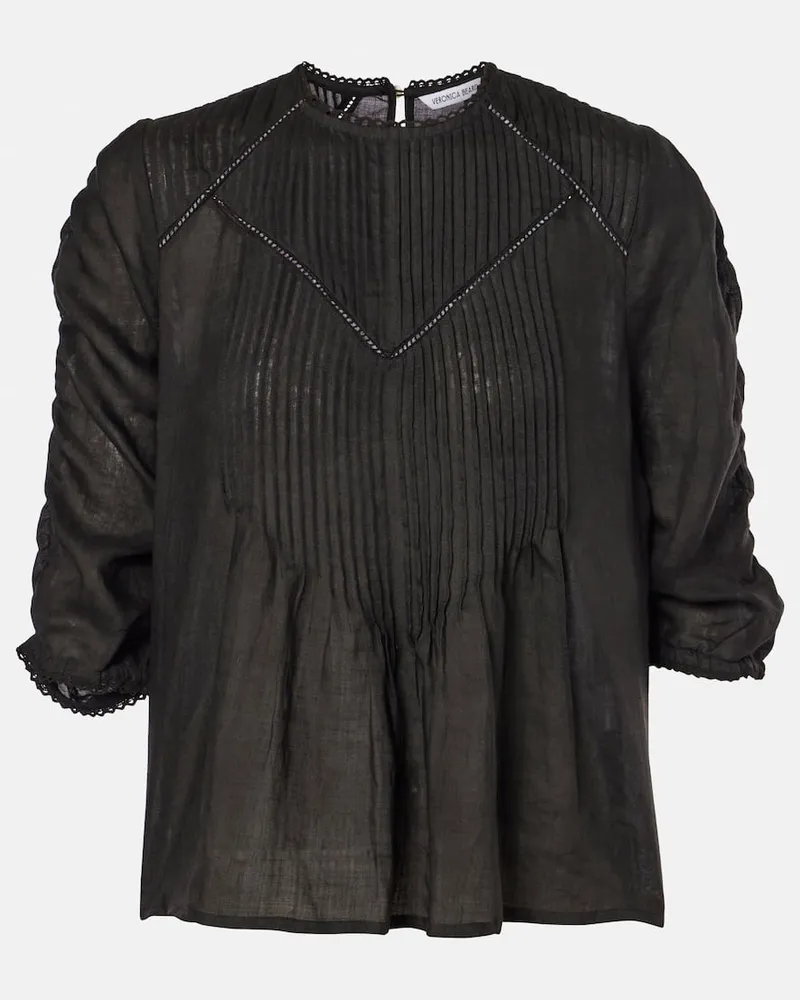 Veronica Beard Top Bryce in lino Nero