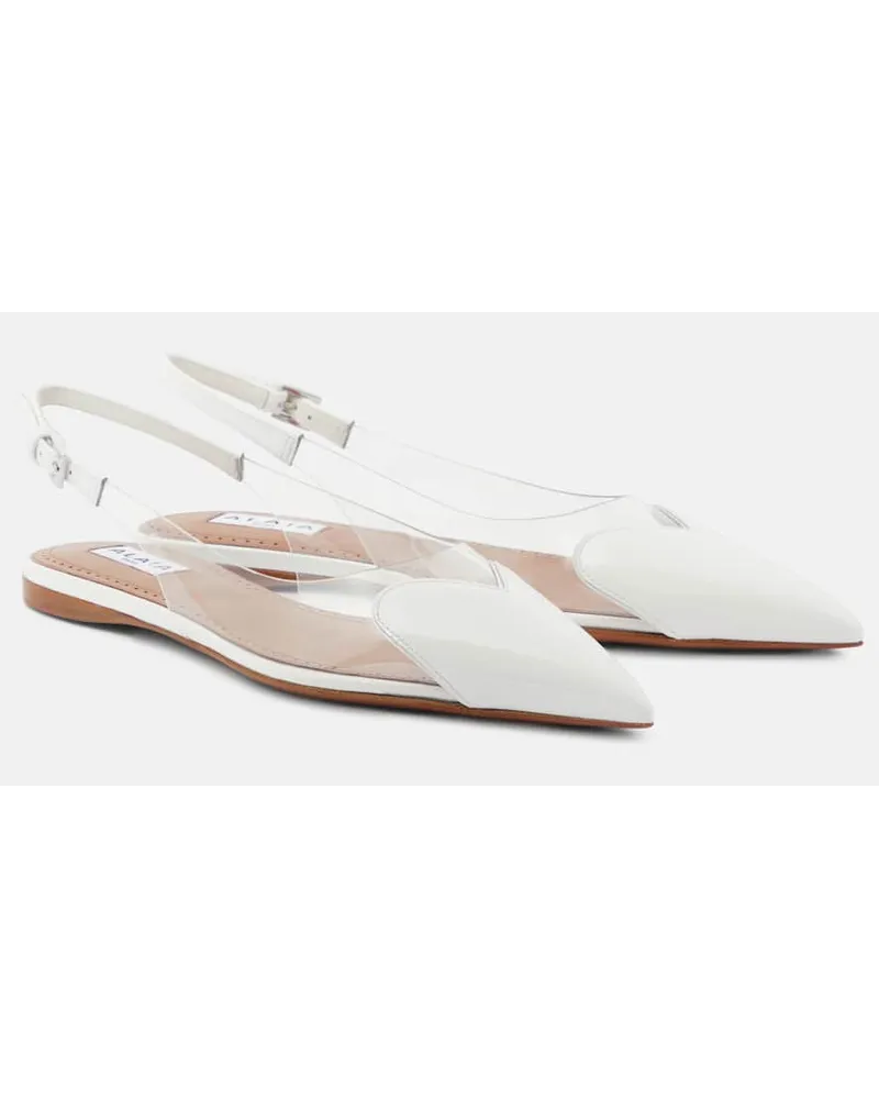 Alaïa AlaÃ¯a Ballerine slingback Le CÅur in vernice e PU Bianco