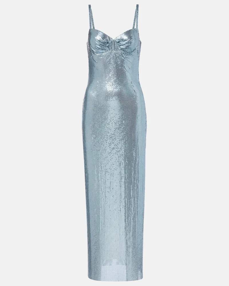 Paco Rabanne Abito lungo in maglia metallica Blu