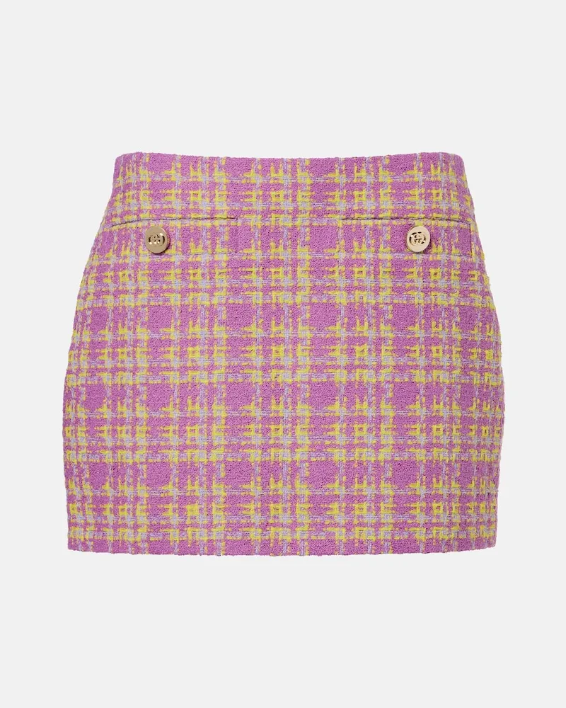 Gucci Minigonna in tweed di misto cotone a quadri Viola
