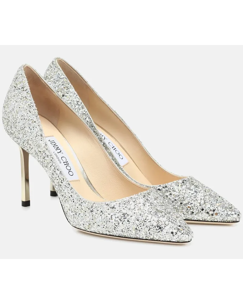 Jimmy Choo Pumps Romy 85 con glitter Argento